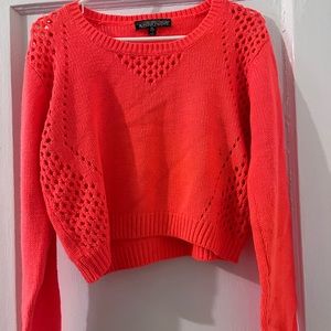 Barely worn neon orange ALMOST famous knit cropped sweater